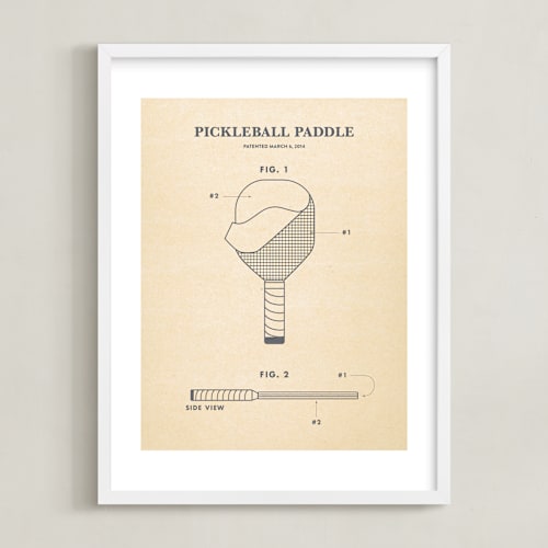 This is a paddle smoke gray kids wall art by Jayne Alfieri called pickleball posters 2