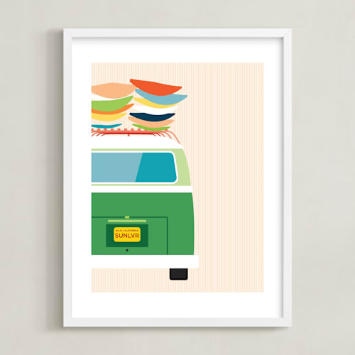 This is a summer kids wall art by Kamala Nahas called adventure bus