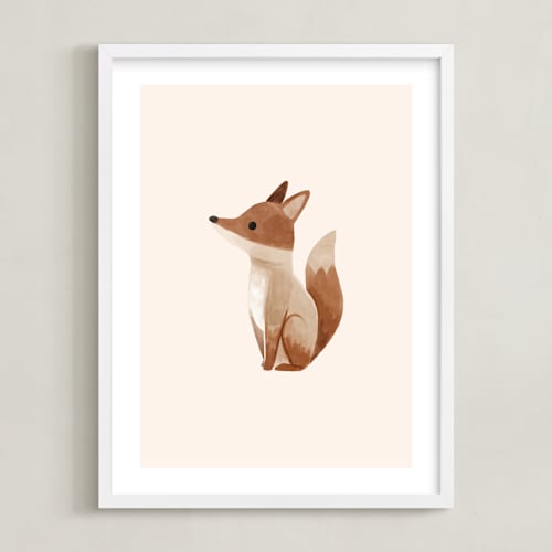 This is a beige kids wall art with standard by Vivian Yiwing called baby fox