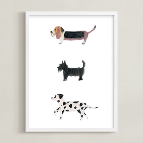 This is a clean white kids wall art with standard by Sheila Sunaryo called it's a dog's world