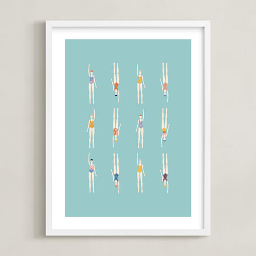 This is a aquamarine kids wall art by Nieves Herranz called nadadoras