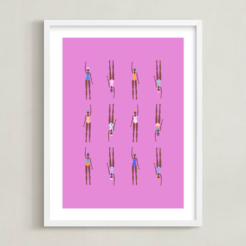 This is a bubblegum kids wall art by Nieves Herranz called nadadoras
