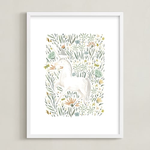 This is a evergreen kids wall art by Hannah Williams called unicorn forest