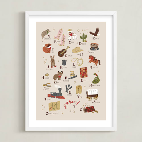 This is a barn kids wall art by Jenna Holcomb called wild west alphabet