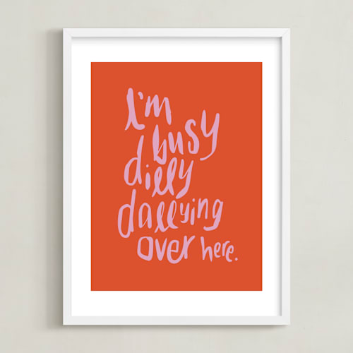 This is a tangerine kids wall art by Inkblot Design called dillydally all day
