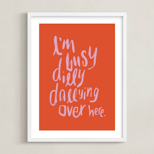 This is a tangerine kids wall art by Inkblot Design called dillydally all day