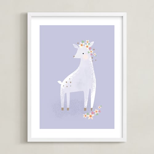 This is a purple kids wall art by Lori Wemple called little deer