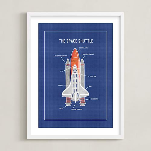 This is a blueprint kids wall art by Meggy Masters called the space shuttle