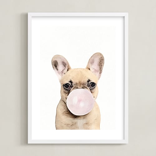 This is a white kids wall art by Maja Cunningham called bubblegum animals