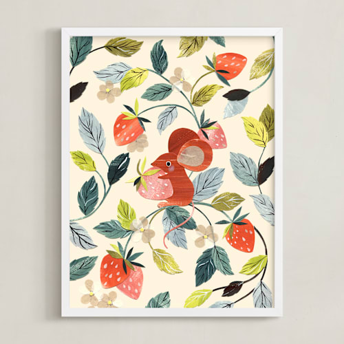 This is a strawberry kids wall art with standard by Sarah Knight called strawberry thief