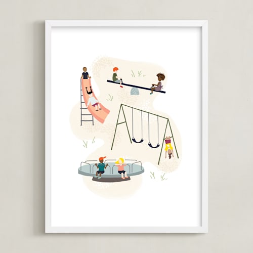 This is a playground blue kids wall art by JeAnna Casper called together