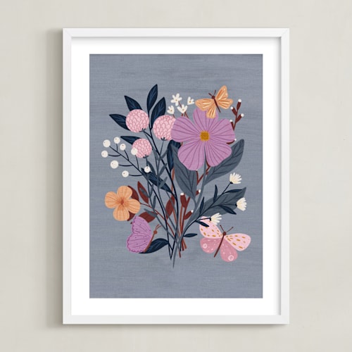 This is a grape kids wall art by Angel Walker called butterfly floral