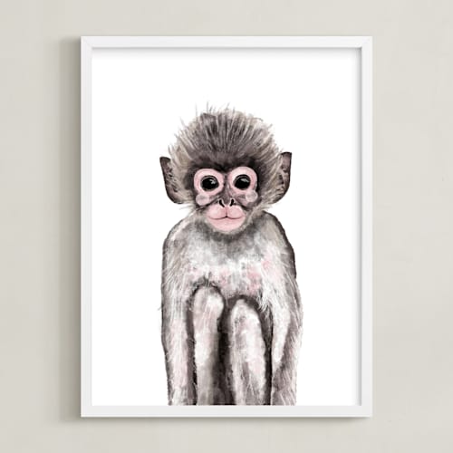 This is a wood smoke art by Cass Loh called baby animal monkey