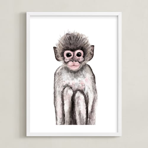 This is a wood smoke art by Cass Loh called baby animal monkey