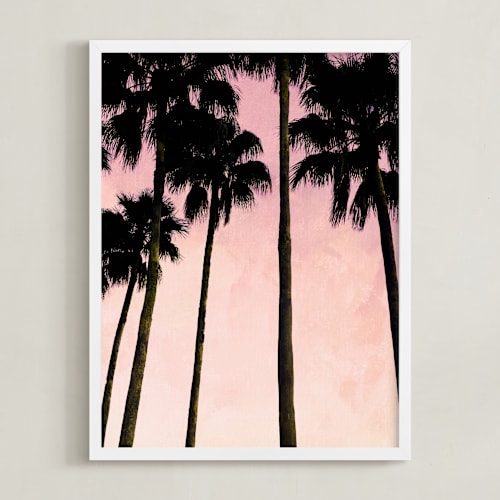 This is a blush sky art with standard by Dawn Smith called palm trees & pink skies