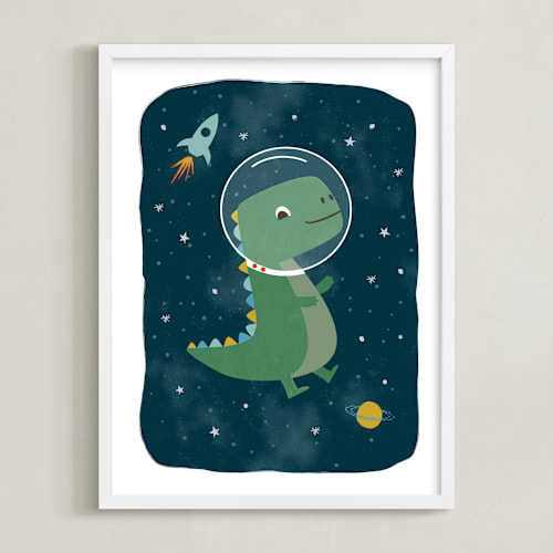 This is a triassic art with standard by Annie Holmquist called dinos in space