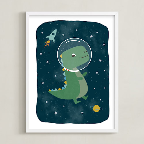 This is a triassic art with standard by Annie Holmquist called dinos in space
