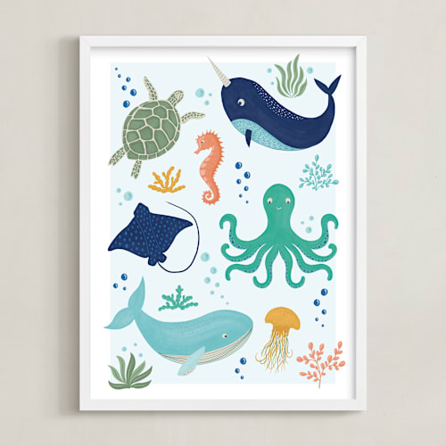 This is a sea blue art by Beth Schneider called sea friends