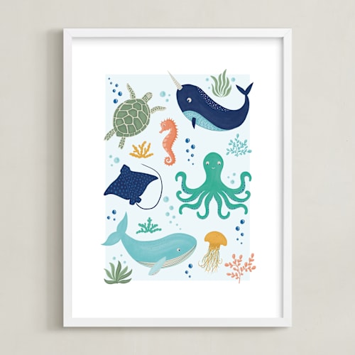 This is a sea blue art by Beth Schneider called sea friends