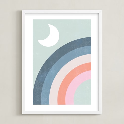 This is a moon art by Emanuela Carratoni called double rainbow with moon and sun i