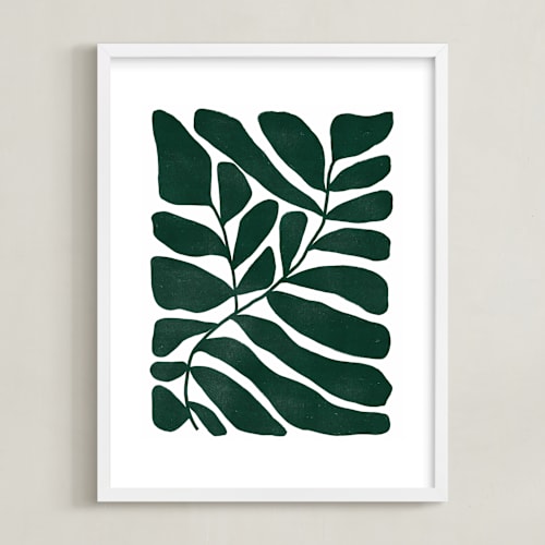 This is a hunter green art by Kelly Watkins called loopy leaves i