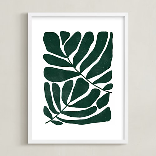 This is a hunter green art by Kelly Watkins called loopy leaves ii