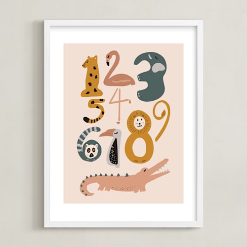 This is a flamingo art by Jenna Holcomb called safari friends numerals