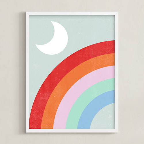 This is a moonlight art by EMANUELA CARRATONI called double rainbow with moon and sun iii