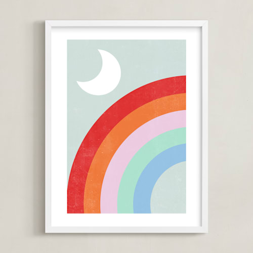 This is a moonlight art by Emanuela Carratoni called double rainbow with moon and sun iii