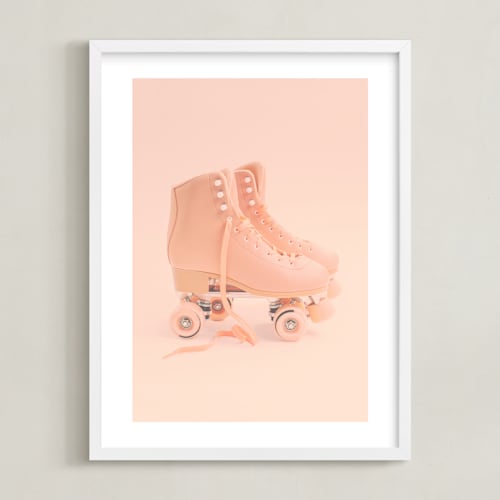 This is a pirouette pink art by Alicia Abla called peace love & rollerskates