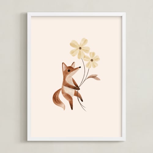 This is a tan art by Vivian Yiwing called fox with flowers