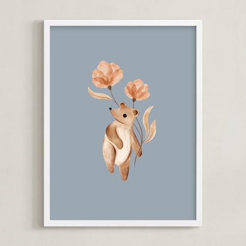 This is a bluebell art by Vivian Yiwing called bear with flowers