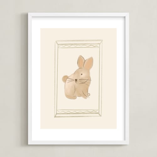 This is a cream art by Creo Study called woodland animal frame - bunny