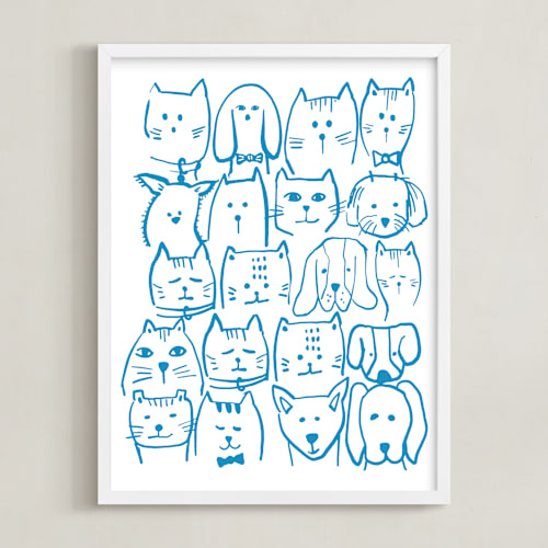 This is a pool blue art with standard by Lucrecia Caporale called i want a million pets ii