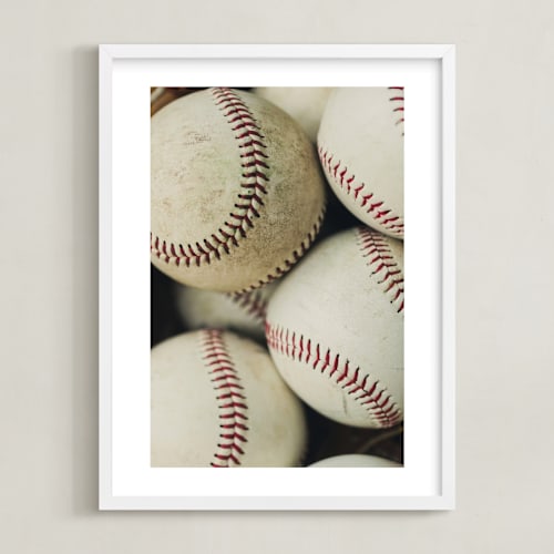 This is a beige art by Helen Makadia called baseball 2