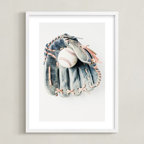 This is a leather art by Helen Makadia called baseball 1