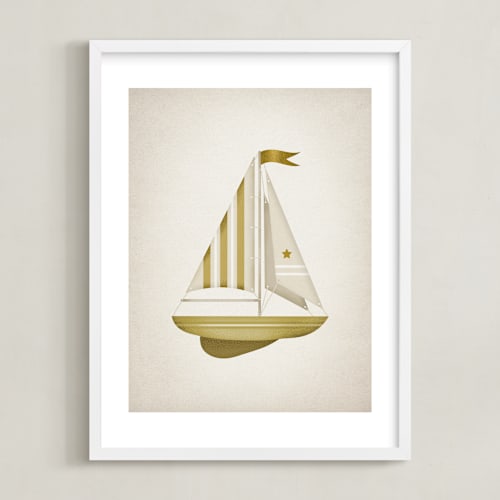 This is a mustard art by Paola Benenati called sailboat