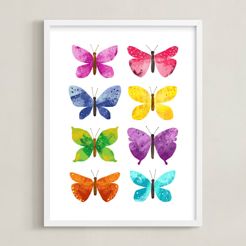 This is a butterfly pink kids wall art by Alf and Auguri called my butterflies