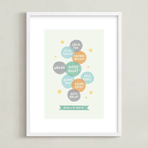This is a mint nursery wall art by Olivia Raufman called good night world