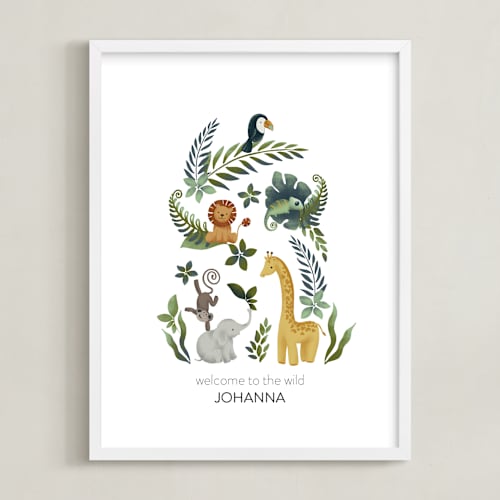 This is a white nursery wall art by Patricia Bacchus called the wild