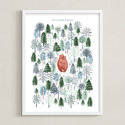 This is a crisp white nursery wall art with standard by Sarah Knight called never alone