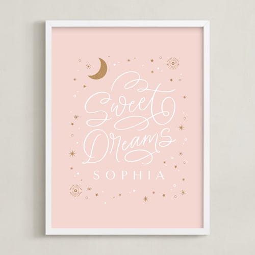 This is a blush nursery wall art by Kristen Smith called sweet dreams little one