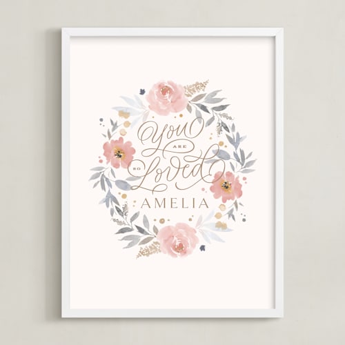 This is a brown nursery wall art by Kristen Smith called you are so loved little one