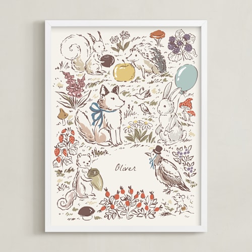 This is a ivory nursery wall art with standard by Hanna Symonovych called the forest story
