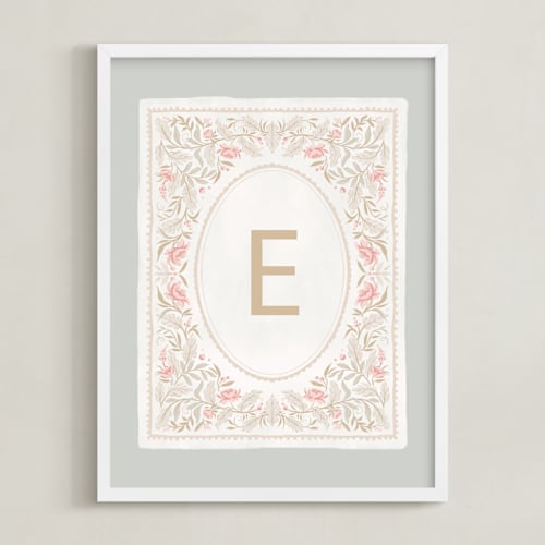 This is a sage nursery wall art with standard by Kristen Smith called modern monogram