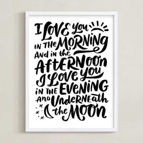 This is a black nursery wall art by Laura Bolter called i love you in the morning