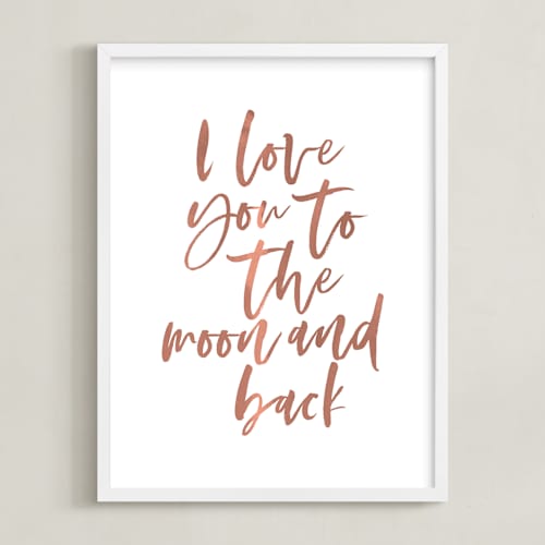 This is a peach nursery wall art by Hudson meet Rose called i love you to the moon and back