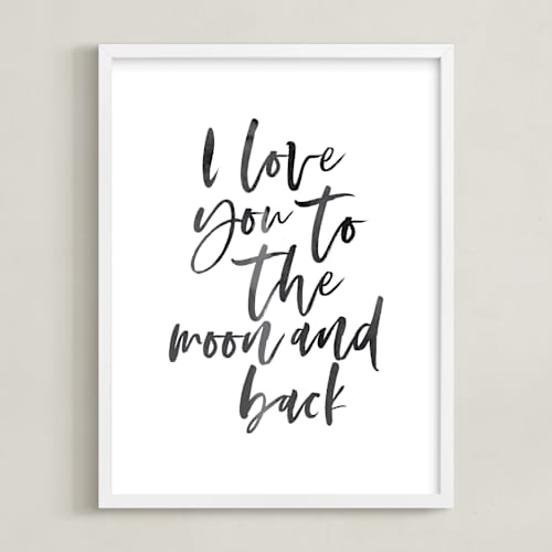 This is a midnight nursery wall art by Hudson meet Rose called i love you to the moon and back