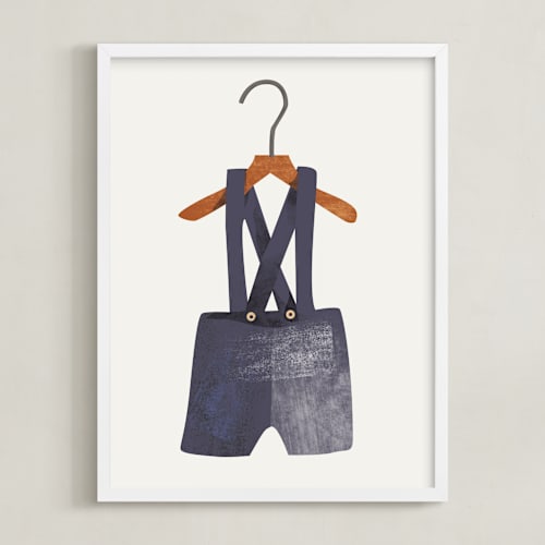 This is a bluebird nursery wall art by Haley Warner called overalls