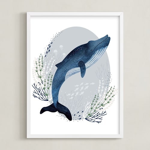 This is a aqua nursery wall art by Oma N. Ramkhelawan called in the deep